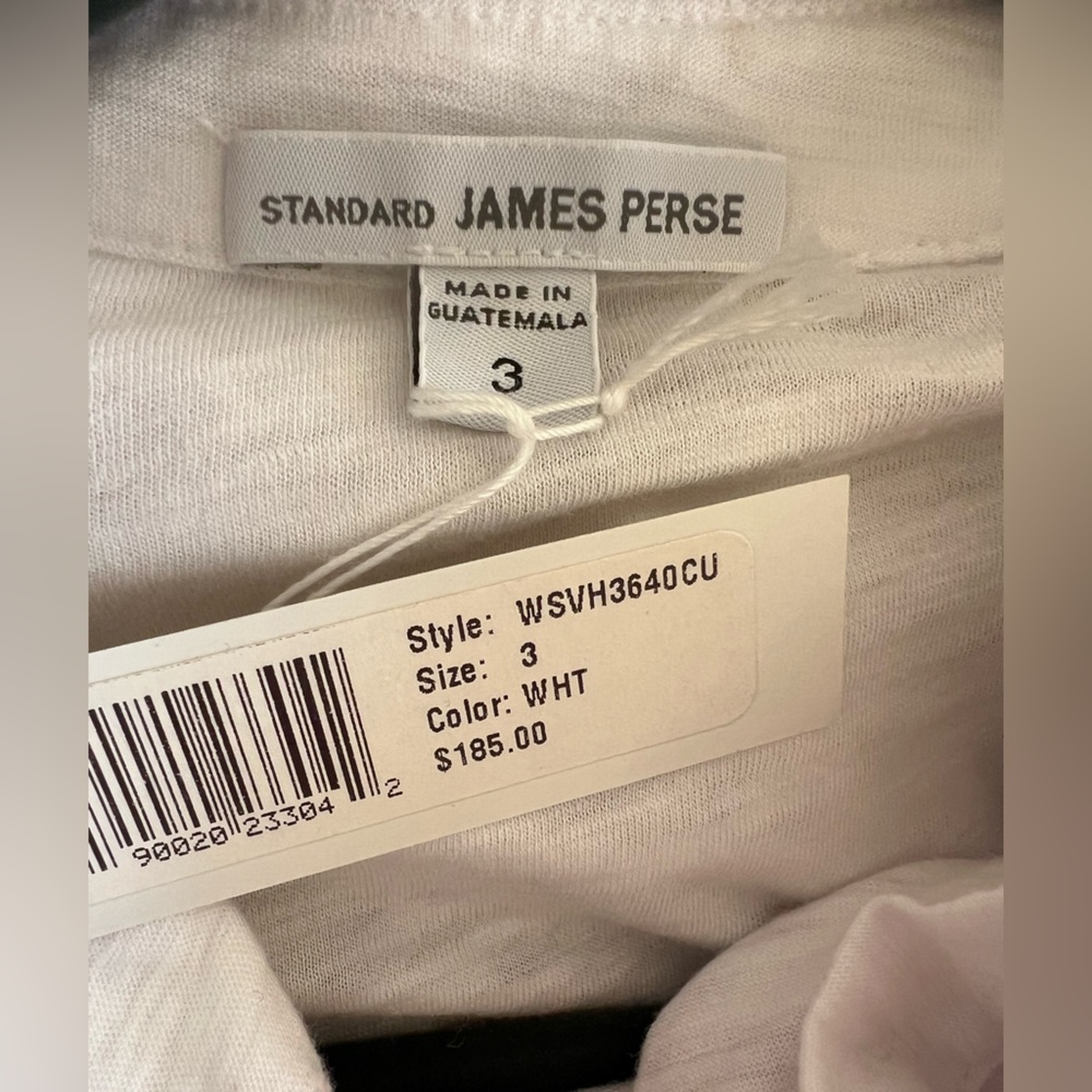 NWT $185 James Perse White Button-Down Shirt Sheer Slub Side Panel Blouse Size 3 - Picture 9 of 12